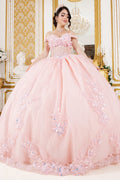Robe de bal 3D florale à bretelles tombantes par Cinderella Couture 8160J