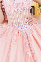 Vestido de baile com decote ombro a ombro floral 3D da Cinderela Couture 8160J