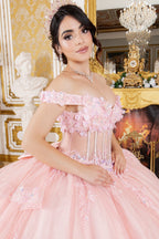 Vestido de baile com decote ombro a ombro floral 3D da Cinderela Couture 8160J