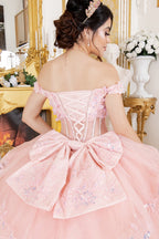 Vestido de baile com decote ombro a ombro floral 3D da Cinderela Couture 8160J