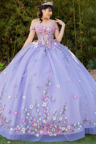 Schulterfreies Ballkleid mit Blumenmuster von Cinderella Couture 8260J