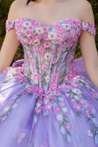 Schulterfreies Ballkleid mit Blumenmuster von Cinderella Couture 8260J