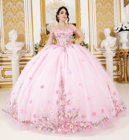 Schulterfreies Ballkleid mit Blumenmuster von Cinderella Couture 8260J