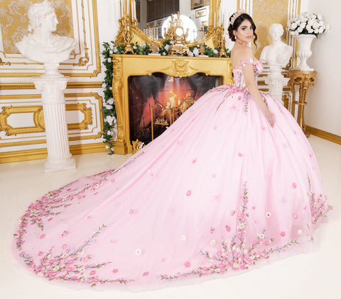 Schulterfreies Ballkleid mit Blumenmuster von Cinderella Couture 8260J