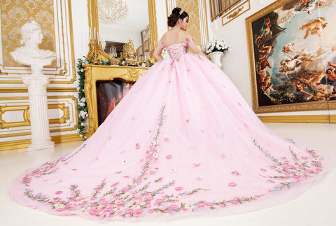 Schulterfreies Ballkleid mit Blumenmuster von Cinderella Couture 8260J