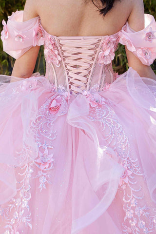 Schulterfreies Ballkleid mit 3D-Blumenmuster von Cinderella Couture 8330J