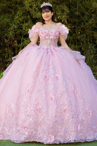 Schulterfreies Ballkleid mit 3D-Blumenmuster von Cinderella Couture 8330J