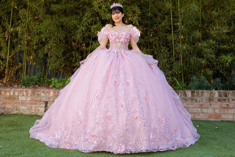 Schulterfreies Ballkleid mit 3D-Blumenmuster von Cinderella Couture 8330J