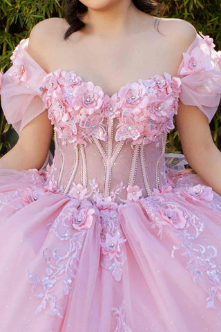 Schulterfreies Ballkleid mit 3D-Blumenmuster von Cinderella Couture 8330J