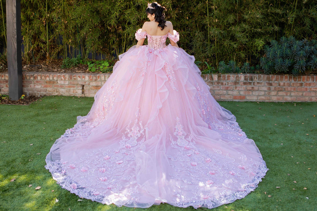 3D Floral Off Shoulder Ball Gown by Cinderella Couture 8330J