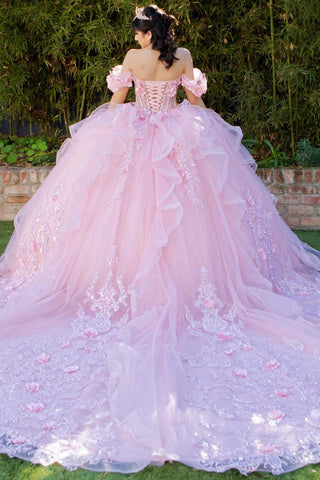Schulterfreies Ballkleid mit 3D-Blumenmuster von Cinderella Couture 8330J
