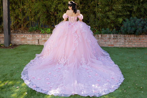 Schulterfreies Ballkleid mit 3D-Blumenmuster von Cinderella Couture 8330J