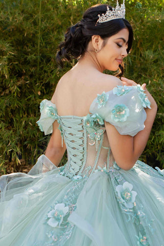 Schulterfreies Ballkleid mit 3D-Blumenmuster von Cinderella Couture 8330J