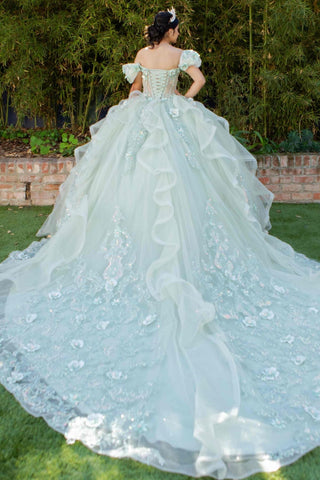 Schulterfreies Ballkleid mit 3D-Blumenmuster von Cinderella Couture 8330J