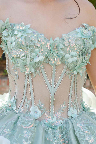 Schulterfreies Ballkleid mit 3D-Blumenmuster von Cinderella Couture 8330J