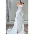 Etuikleid, trägerlos, Perlenbesetzt, Falten, Ballkleid, Abendkleid, Brautkleid