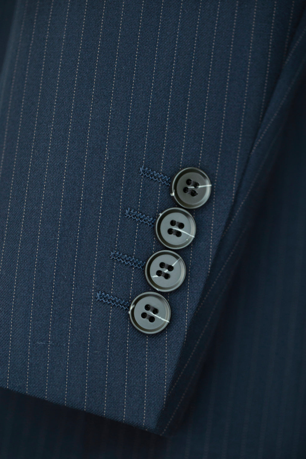 Double-Breasted Pinstripe Navy Wool Suit | Tailored Formal Groom & Business Suit