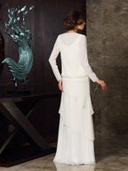 Kleider für die Brautmutter Etui-Linie Perlenstickerei Ärmellos Lang Chiffon