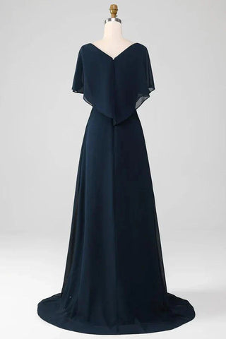 Kleid für die Brautmutter, A-Linie, V-Ausschnitt, asymmetrisch, Pailletten mit Perlenbesatz