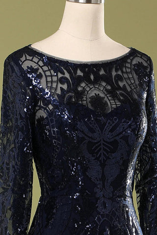 Kleid für die Brautmutter, langärmeliges Paillettenkleid