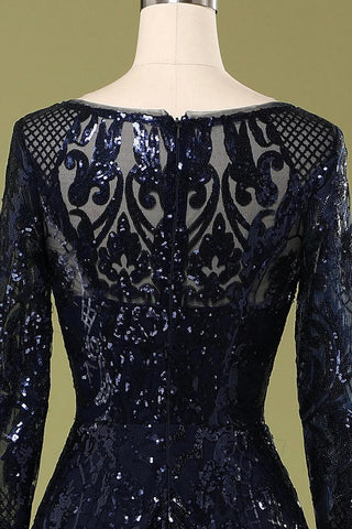 Kleid für die Brautmutter, langärmeliges Paillettenkleid