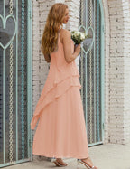 Vestidos longos de chiffon plus size para mãe da noiva, vestido formal de madrinha de casamento, 28019 