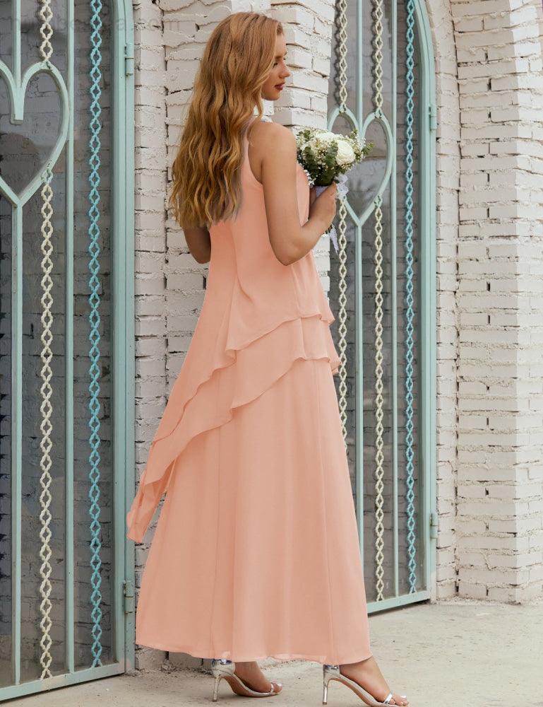 Vestidos longos de chiffon plus size para mãe da noiva, vestido formal de madrinha de casamento, 28019 