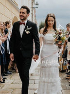 Neue Ankunft Gerade Spitze A-linie Lange Brautkleider.DB10478