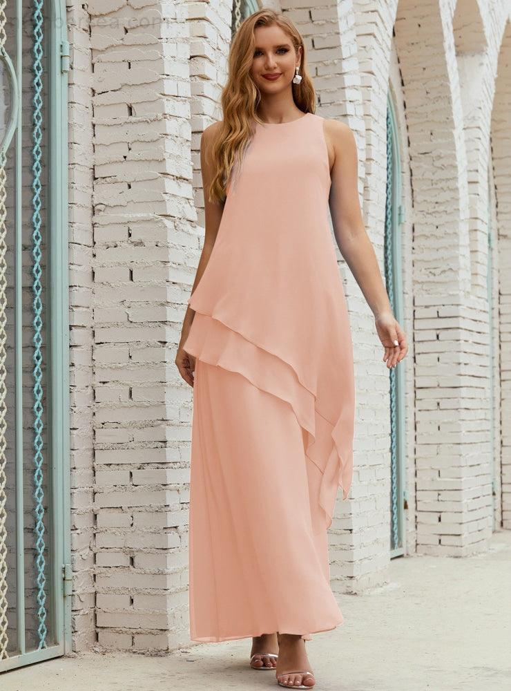 Vestidos longos de chiffon plus size para mãe da noiva, vestido formal de madrinha de casamento, 28019 