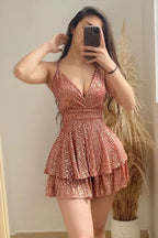 Abito da Ballo per il Ritorno a Casa e per la Laurea con Scollatura a V e Paillettes, Modello Y2550