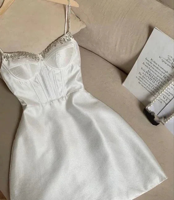 Weißes kurzes Abschlussballkleid Partykleider Y4431