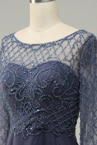 Kleid für die Brautmutter mit Perlen und langen Ärmeln