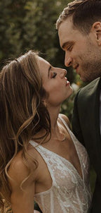 Meerjungfrau V-Ausschnitt Tüll Spitze Durchsichtige Brautkleider.DB10409