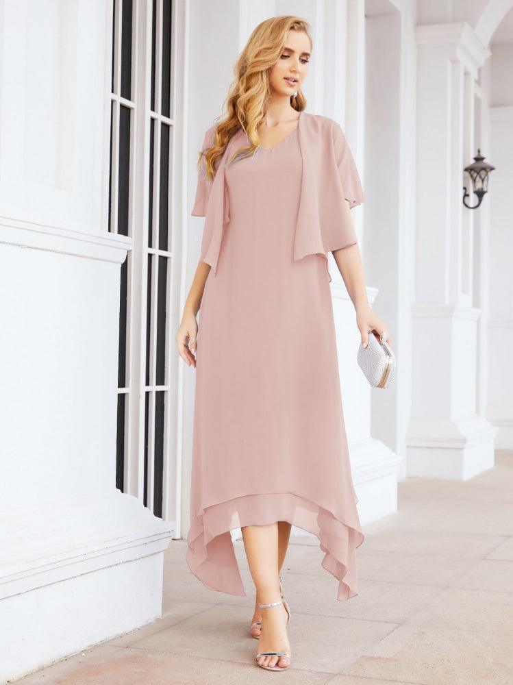 Vestido de festa formal para mãe da noiva, corte A, duas peças, Numbersea 28073 