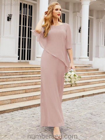 Numbersea Formal Party Gown Dress Long Mother of The Bride Dresses with Ruffle Cape 28026