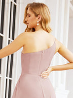 Vestidos de baile de cerimónia Numbersea para mulher com um ombro só e fenda lateral para madrinhas e madrinhas 28052 