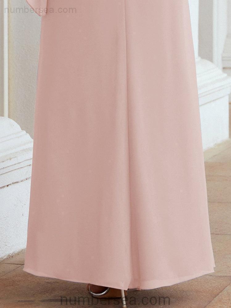 Vestido de festa formal comprido Numbersea com capa e folhos 28026 