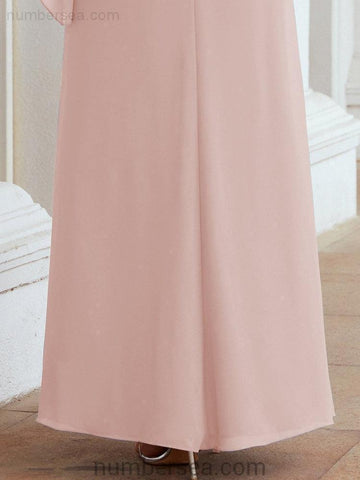 Numbersea Formal Party Gown Dress Long Mother of The Bride Dresses with Ruffle Cape 28026