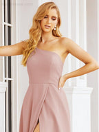Vestidos de baile de cerimónia Numbersea para mulher com um ombro só e fenda lateral para madrinhas e madrinhas 28052 