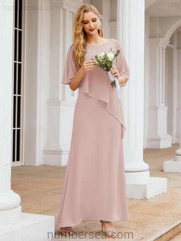Numbersea Formal Party Gown Dress Long Mother of The Bride Dresses with Ruffle Cape 28026