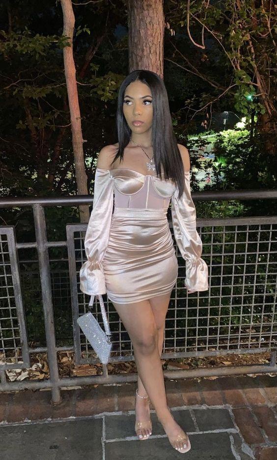 Fato para 18.º Aniversário Vestido para Meninas Pretas Corpete Sexy para Baile de Finalistas Y366