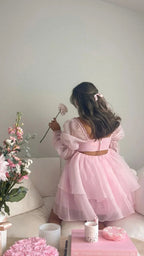 Vestido A-line Rosado Acinturado Vestido Rosado para Baile de Finalistas Y2428