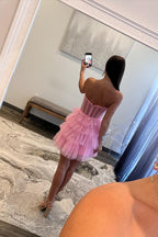 Evita | Vestido de festa de finalistas em tule multicamadas, preto e brilhante, sem alças