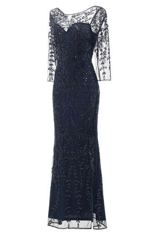 Kleid für die Brautmutter, langärmeliges Perlenkleid