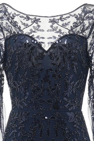 Kleid für die Brautmutter, langärmeliges Perlenkleid