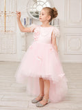 Princess Sleeveless Tulle Flower Girl Dress with Beading and Feather Bow (010224704)
