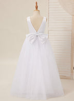 Elegant Princess Ball Gown Satin & Tulle Flower Girl Dress