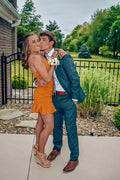 Vestido de Fiesta para el Baile de Bienvenida con Tirantes Espagueti y Dobladillo con Volantes Y2258