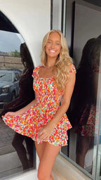 Vestido de Regresso a Casa de Manga Curta Estampado para Mulheres Y2754