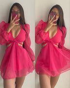 Ausschnitt mit Taillenausschnitt A-Linienkleid verführerisches Homecoming-Kleid Y2135